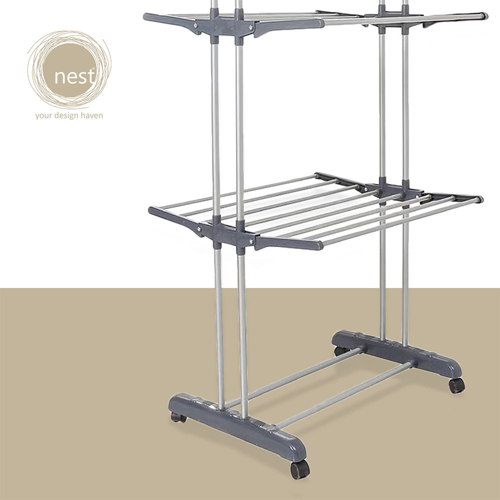 Nest Design Lab Garment Rack Stainless Steel 3 Layer 73x48x170cm Grey Dark Premium | Heavy duty | Durable Amazing Gift Idea For Any Occasion!