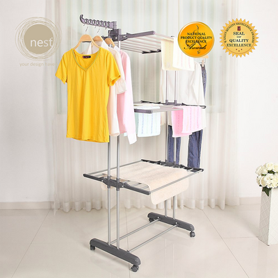 Nest Design Lab Garment Rack Stainless Steel 3 Layer 73x48x170cm Grey Dark Premium | Heavy duty | Durable Amazing Gift Idea For Any Occasion!