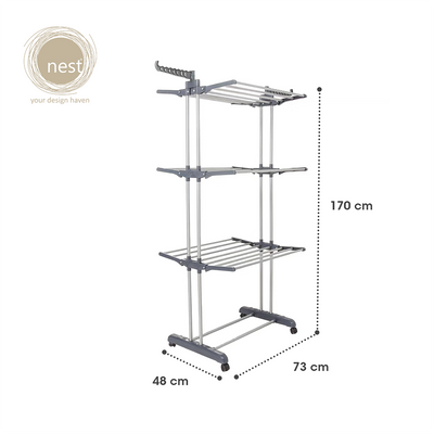 Nest Design Lab Garment Rack Stainless Steel 3 Layer 73x48x170cm Grey Dark Premium | Heavy duty | Durable Amazing Gift Idea For Any Occasion!