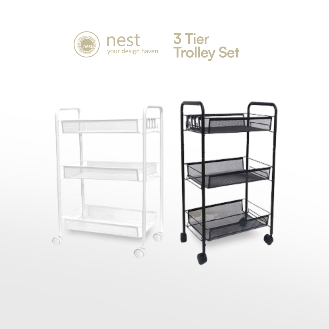 Nest Design Lab Premium Kitchen Storage Trolley Cart Set of 2