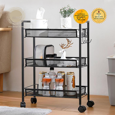NEST DESIGN LAB 3 Multi-Tier Narrow Kitchen Storage Trolley Cart Durable Amazing Gift Idea For Any Occasion!