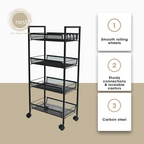 NEST DESIGN LAB 4 Multi-Tier Narrow Kitchen Storage Trolley Cart