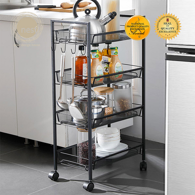 NEST DESIGN LAB 4 Multi-Tier Narrow Kitchen Storage Trolley Cart Durable Amazing Gift Idea For Any Occasion!
