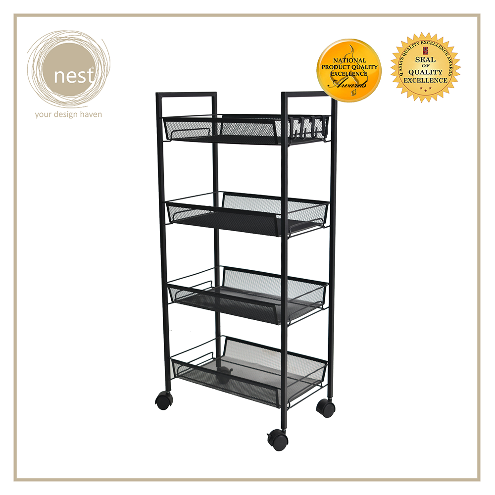 NEST DESIGN LAB 4 Multi-Tier Narrow Kitchen Storage Trolley Cart Durable Amazing Gift Idea For Any Occasion!