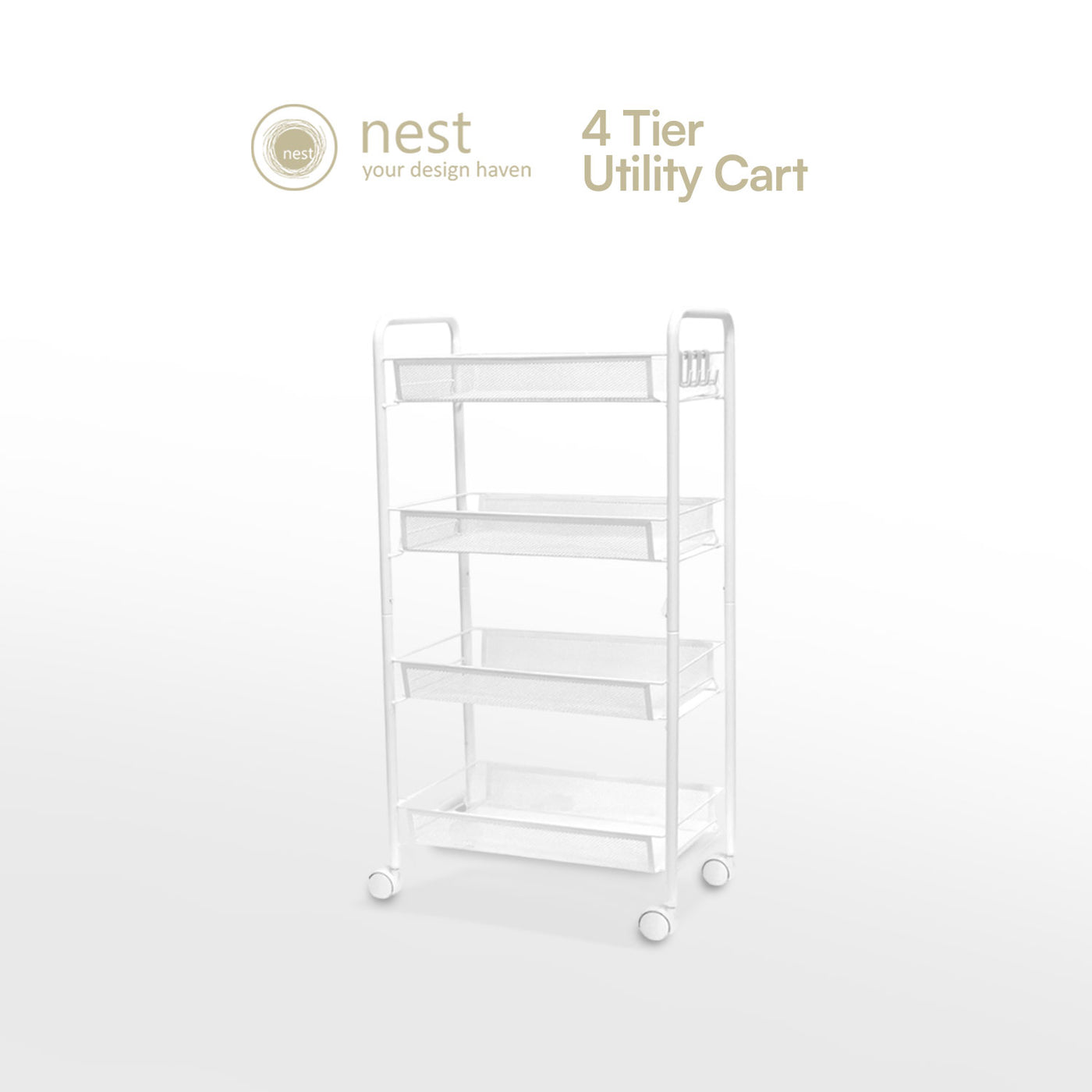 NEST DESIGN LAB 4 Multi-Tier Narrow Kitchen Storage Trolley Cart