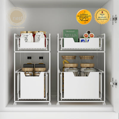 NEST DESIGN LAB Premium 2 Tier Kitchen Basket Storage