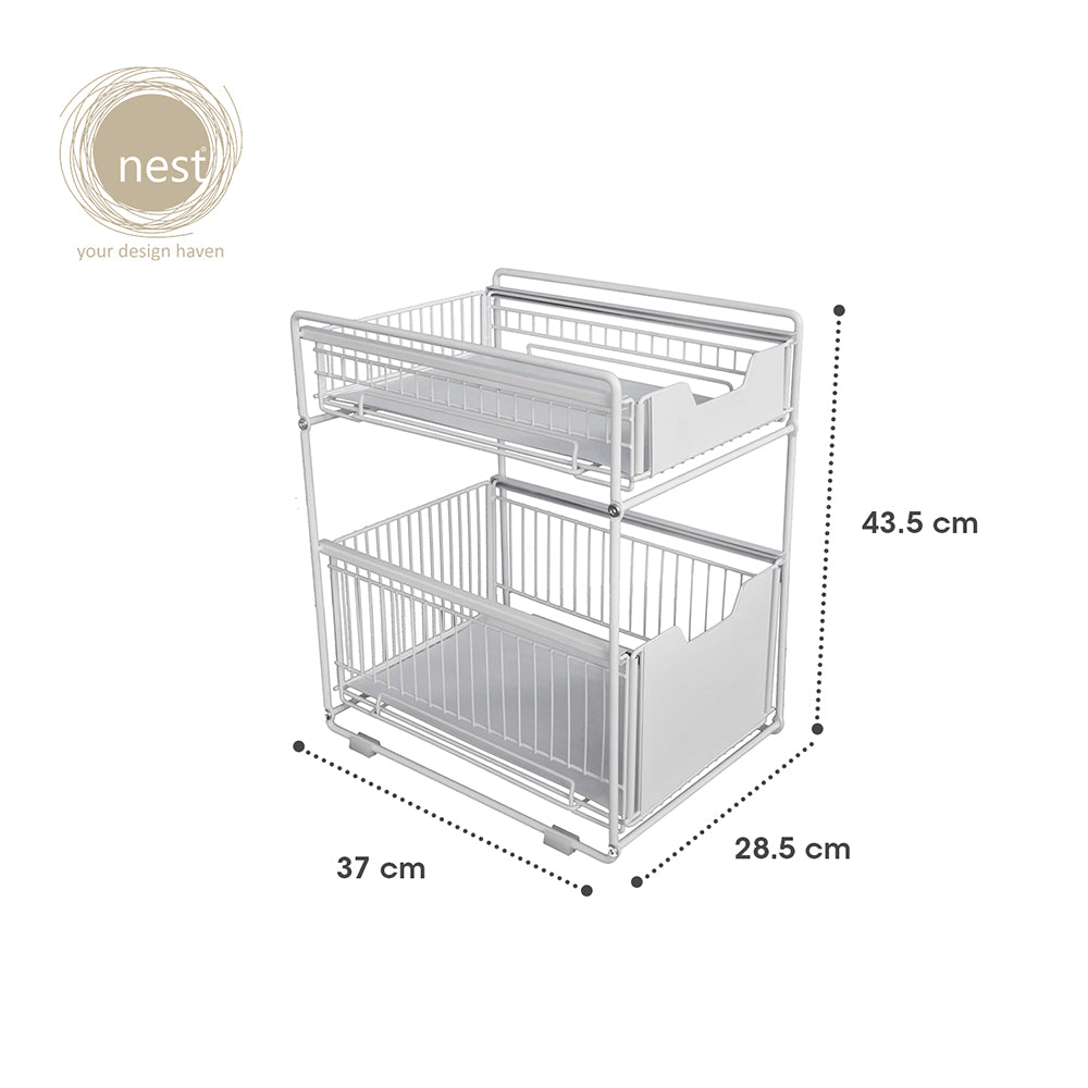 NEST DESIGN LAB Premium 2 Tier Kitchen Basket Storage 28.5x37x43.5cm
