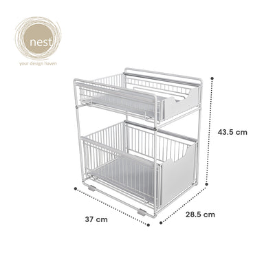 NEST DESIGN LAB Premium 2 Tier Kitchen Basket Storage 28.5x37x43.5cm
