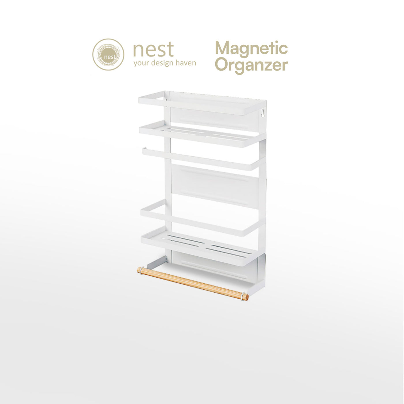 Nest Design Lab Premium 2 Tier Magnetic Organizer Rack Metal 48cm