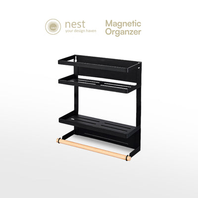 Nest Design Lab Premium 2 Tier Magnetic Organizer Rack Metal 34cm - Black