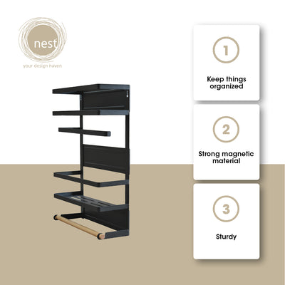 Nest Design Lab Premium 2 Tier Magnetic Organizer Rack Metal 34cm - Black