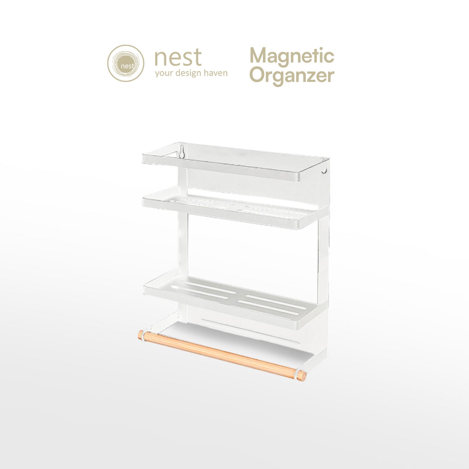 Nest Design Lab Premium 2 Tier Magnetic Organizer Rack Metal 34cm - Black