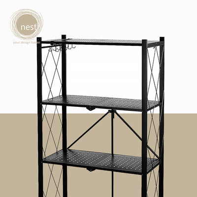 NEST DESIGN LAB 4 Layer Foldable Shelf Carbon Steel 71x39x126cm Premium | Heavy duty | Durable | Amazing Gift Idea For Any Occasion!