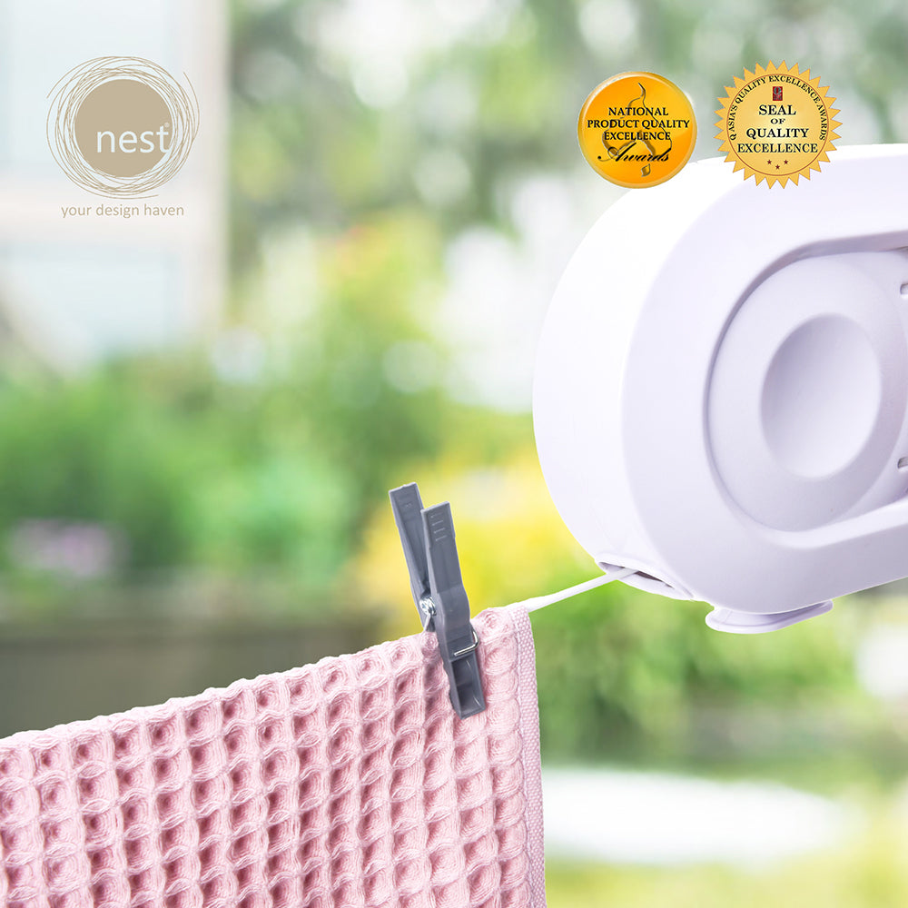 NEST DESIGN LAB Clothes Line Retractable 13 meters Premium | Heavy duty | Durable   Amazing Gift Idea For Any Occasion!