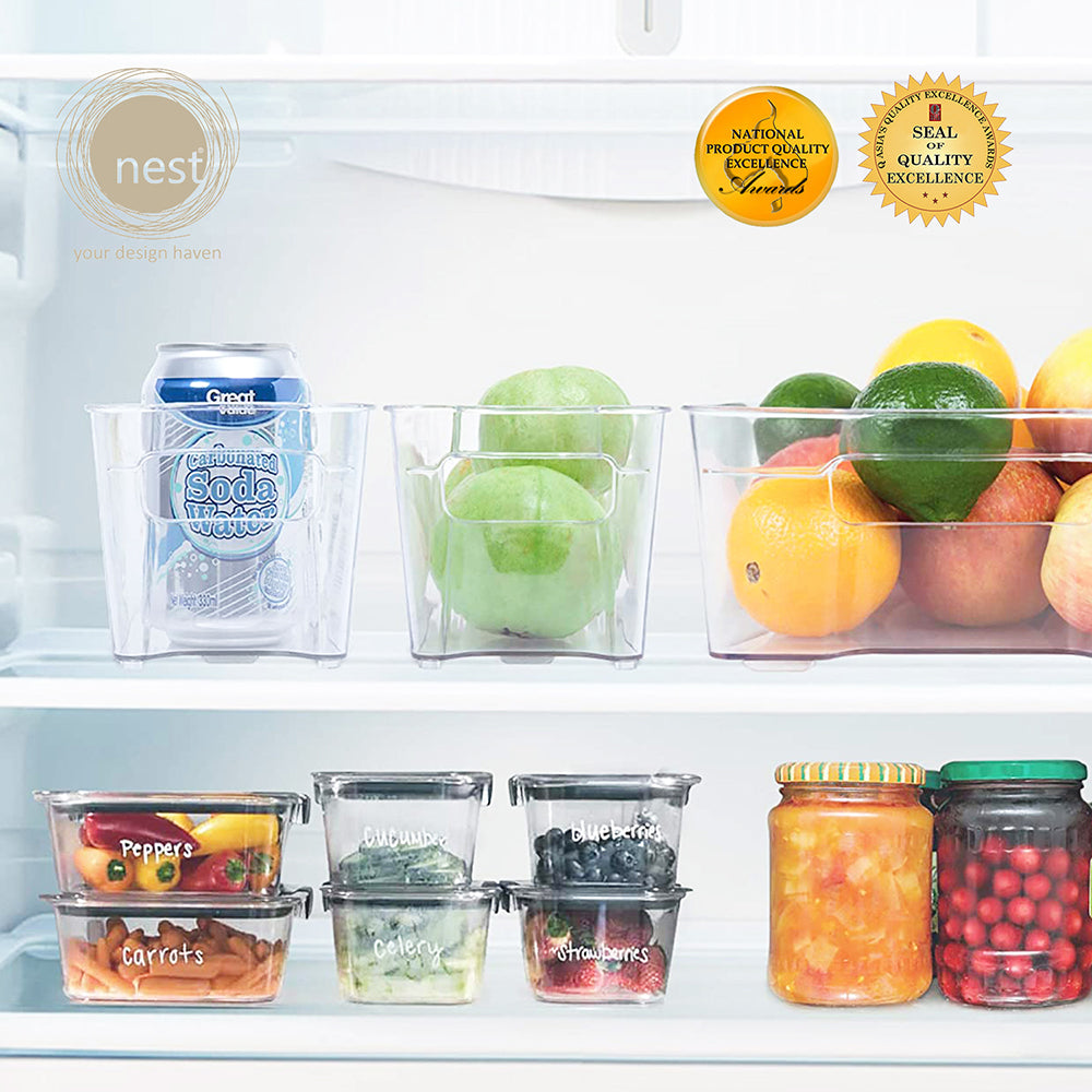 NEST DESIGN LAB Premium | Heavy duty | Durable Fridge bin Refrigerator Organizer 37.5x11x10cm Amazing Gift Idea For Any Occasion!