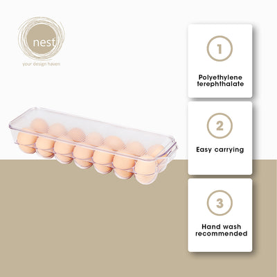 NEST DESIGN LAB Premium | Heavy duty | Durable Egg Tray Refrigerator Organizer 37x11.5x10cm Amazing Gift Idea For Any Occasion!