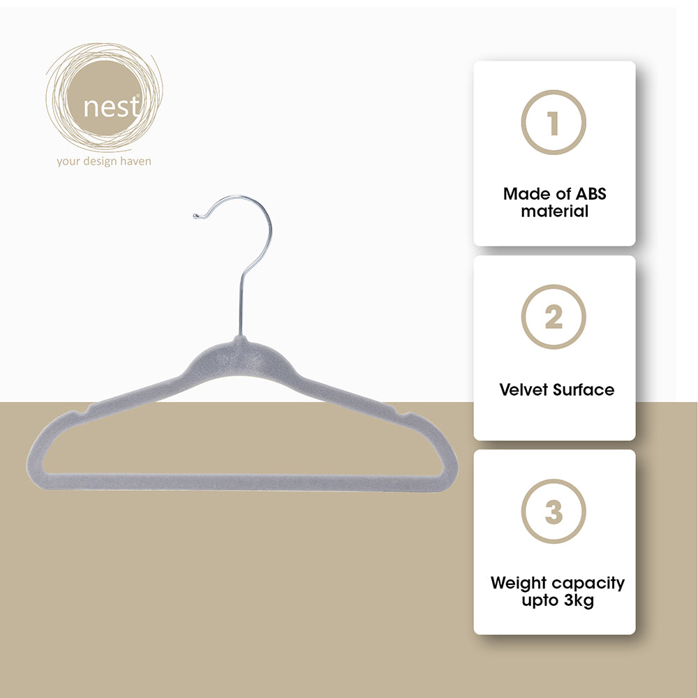 NEST DESIGN LAB Premium Velvet Hanger for Kids 28cm Set of 30