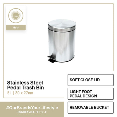 NEST DESIGN LAB Premium Stainless Steel Pedal Bin Soft Close Amazing Gift Idea For Any Occasion!