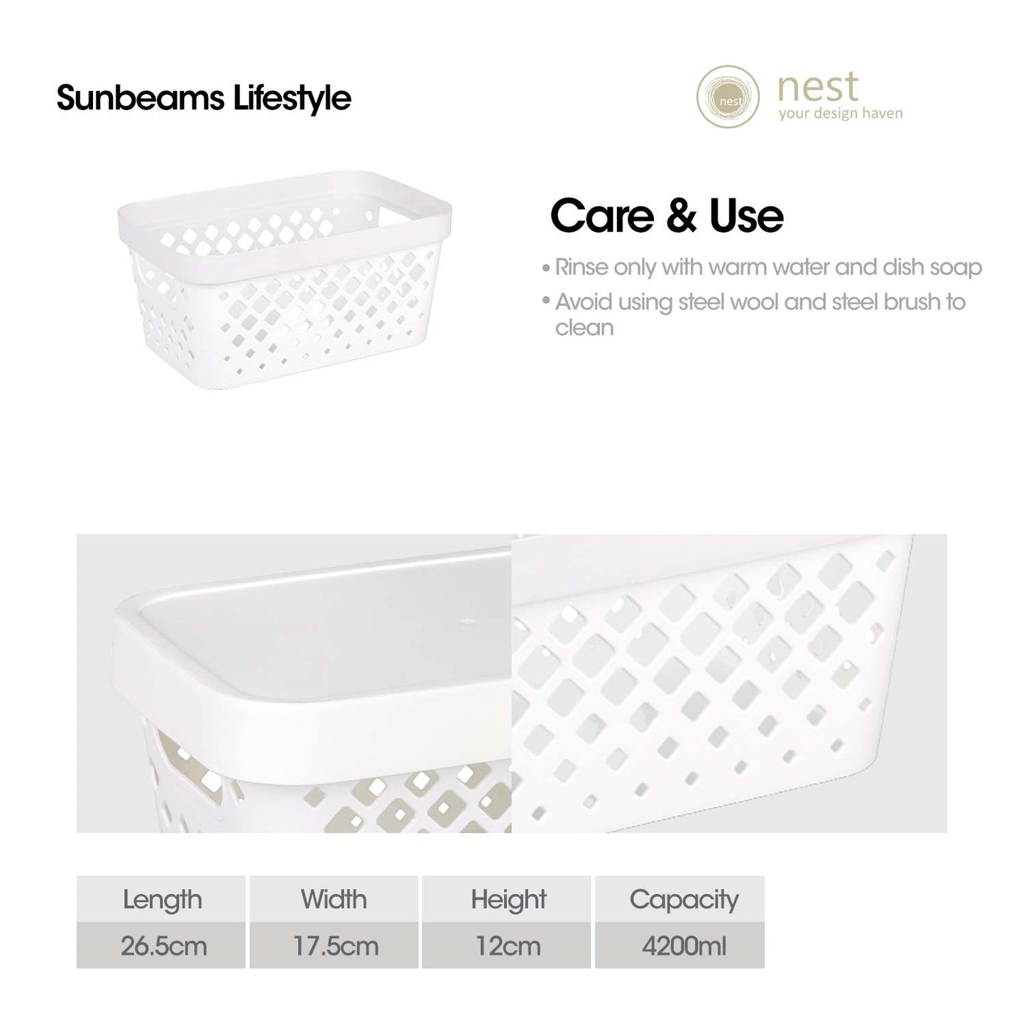 NEST DESIGN LAB Premium Storage Box Organizer with Lid 4.2L/10.5L/16.5L