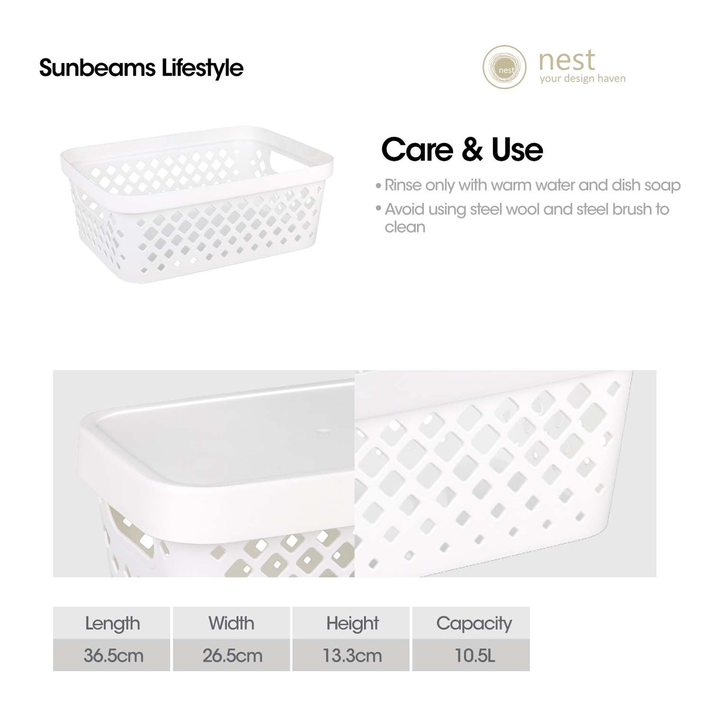 NEST DESIGN LAB Premium Storage Box Organizer with Lid 4.2L/10.5L/16.5L