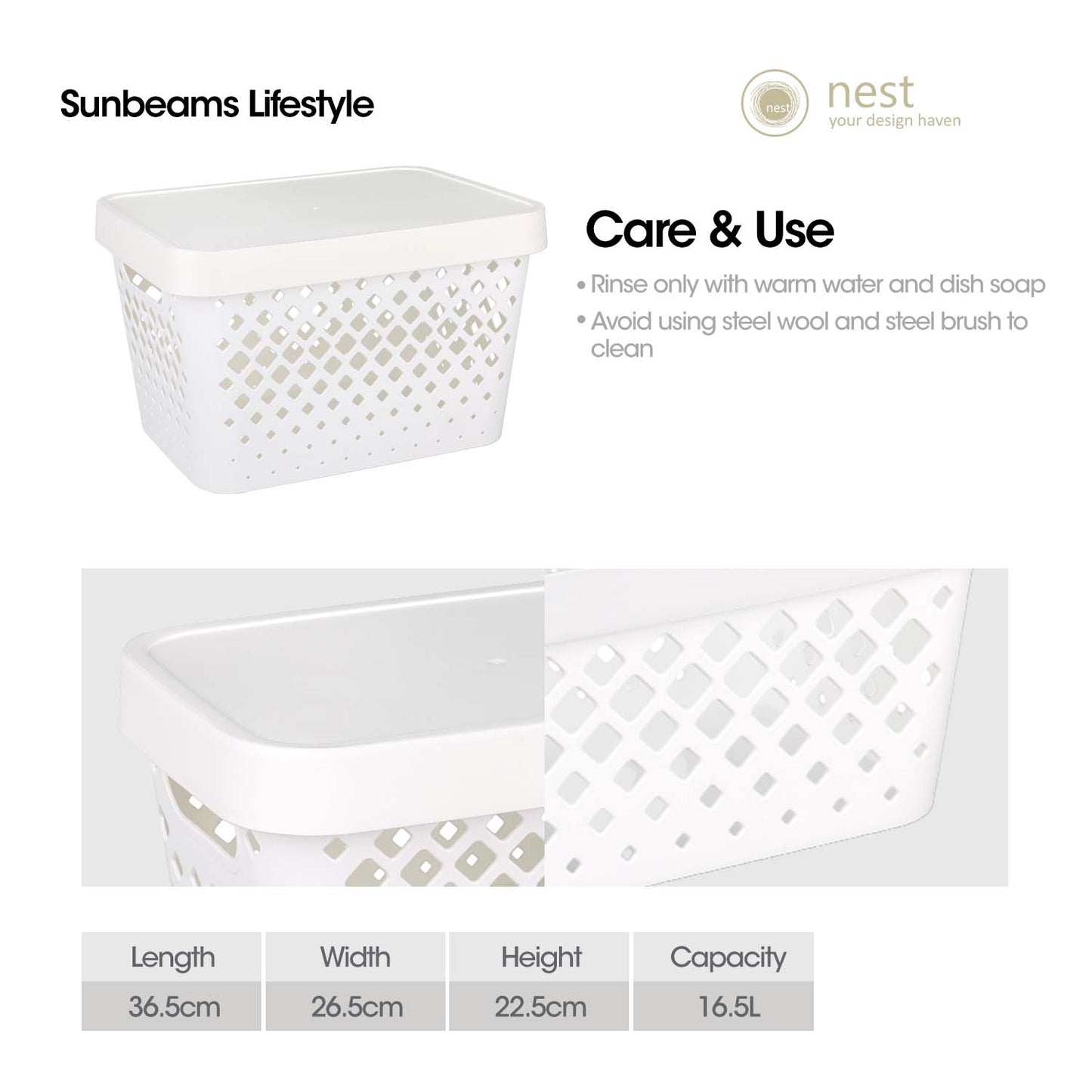 NEST DESIGN LAB Premium Storage Box Organizer with Lid 4.2L/10.5L/16.5L