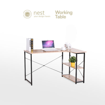 NEST DESIGN LAB L-Shaped Wooden Desktop With Shelves
