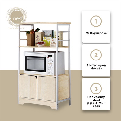 NEST DESIGN LAB Premium Kitchen Storage Rack with Cabinet Layer - Maple