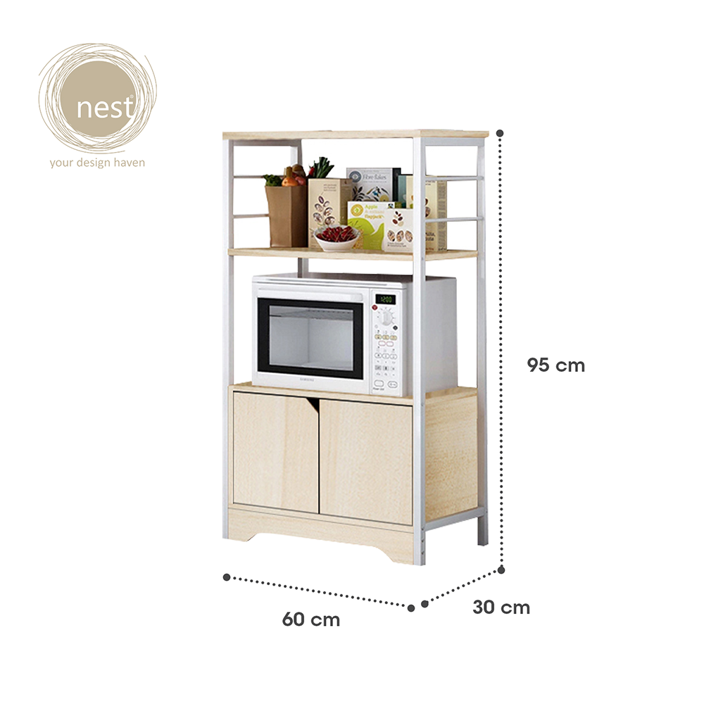 NEST DESIGN LAB Premium Kitchen Storage Rack with Cabinet Layer - Maple