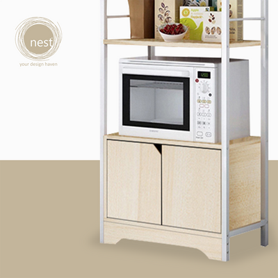 NEST DESIGN LAB Premium Kitchen Storage Rack Multi-Layer with Cabinet Layer Amazing Gift Idea For Any Occasion! (Maple)