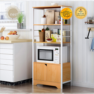 NEST DESIGN LAB Premium Kitchen Storage Rack Multi-Layer with Cabinet Layer Amazing Gift Idea For Any Occasion! (Maple)
