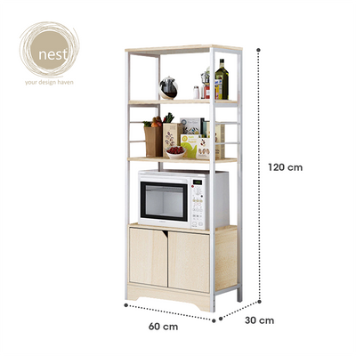 NEST DESIGN LAB Premium Kitchen Storage Rack Multi-Layer with Cabinet Layer Amazing Gift Idea For Any Occasion! (Maple)