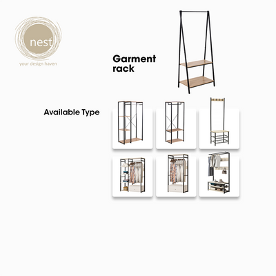 NEST DESIGN LAB Clothes Hanging Rack with Wooden Shelves 64 x 40 x 150cm Condo Living Modern Italian Design Amazing Gift Idea For Any Occasion!