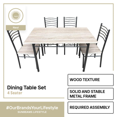 NEST DESIGN LAB Dining Table Set 4 Seater 120x70x75cm Condo Living Modern Italian Design Amazing Gift Idea For Any Occasion!
