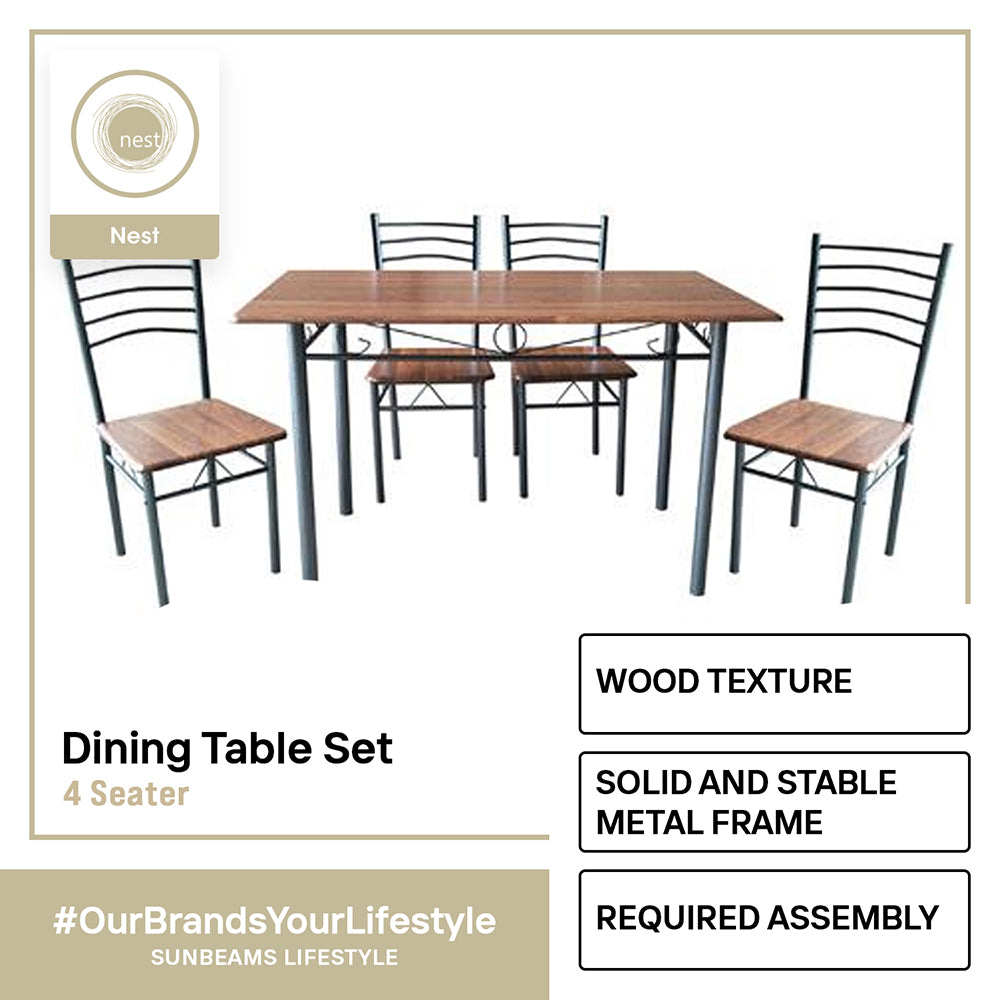 NEST DESIGN LAB Dining Table Set 4 Seater 120x70x75cm Condo Living Modern Italian Design Amazing Gift Idea For Any Occasion!