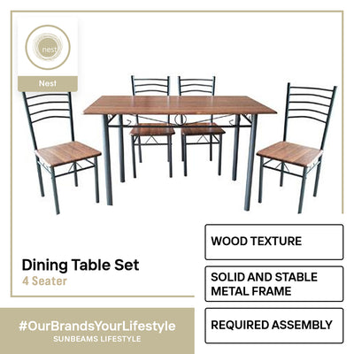 NEST DESIGN LAB Dining Table Set 4 Seater 120x70x75cm Condo Living Modern Italian Design Amazing Gift Idea For Any Occasion!
