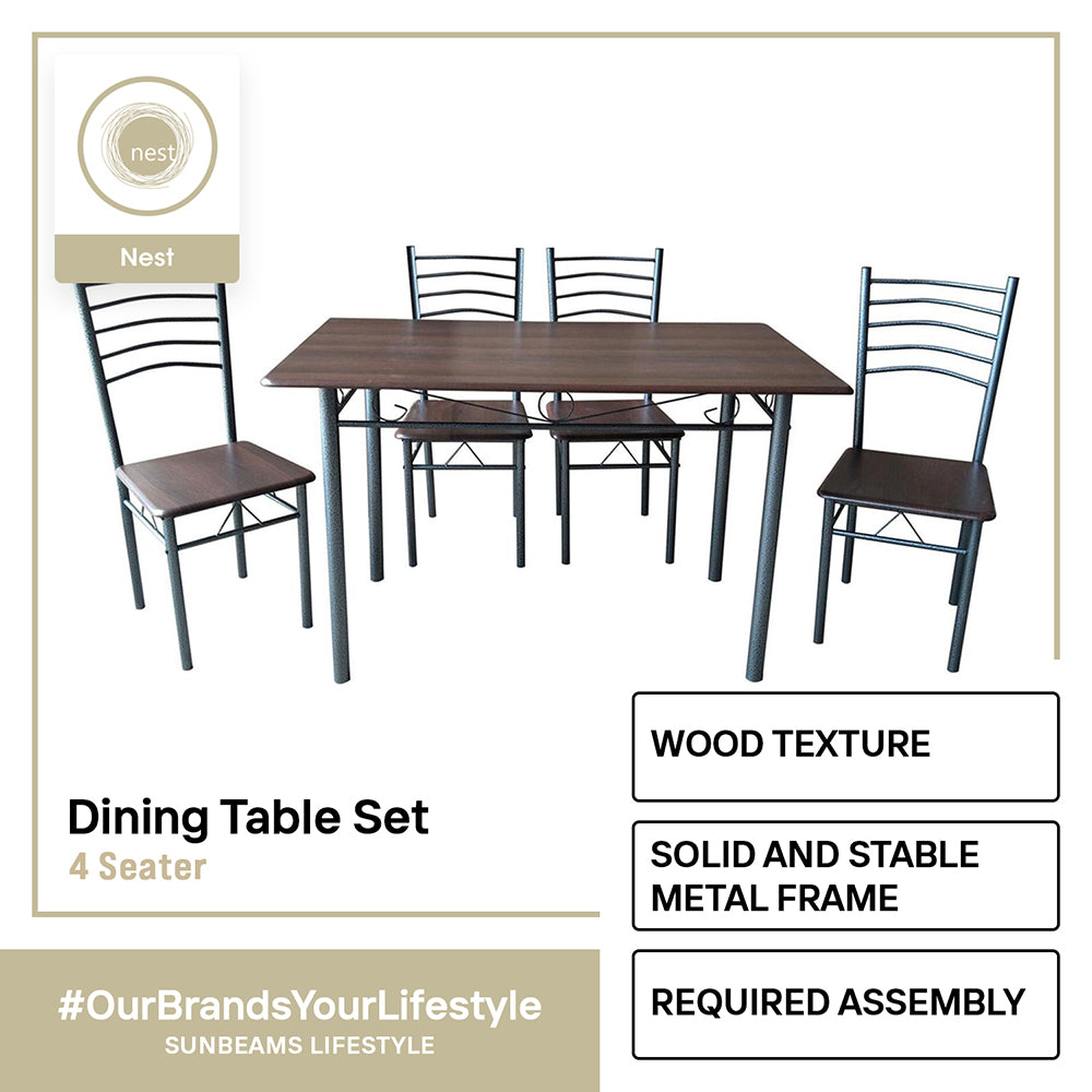 NEST DESIGN LAB Dining Table Set 4 Seater 120x70x75cm Condo Living Modern Italian Design Amazing Gift Idea For Any Occasion!