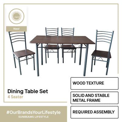 NEST DESIGN LAB Dining Table Set 4 Seater 120x70x75cm Condo Living Modern Italian Design Amazing Gift Idea For Any Occasion!
