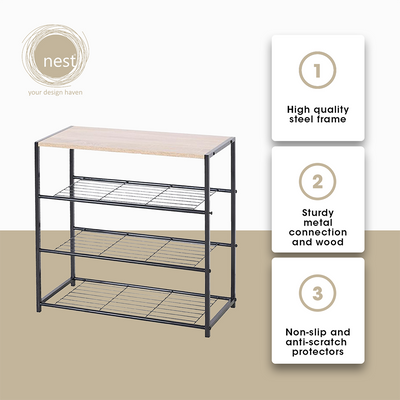 NEST DESIGN LAB 4L Storage Shoe Rack 63cm X 30cm X 63cm Condo Living Modern Italian Design Amazing Gift Idea For Any Occasion!