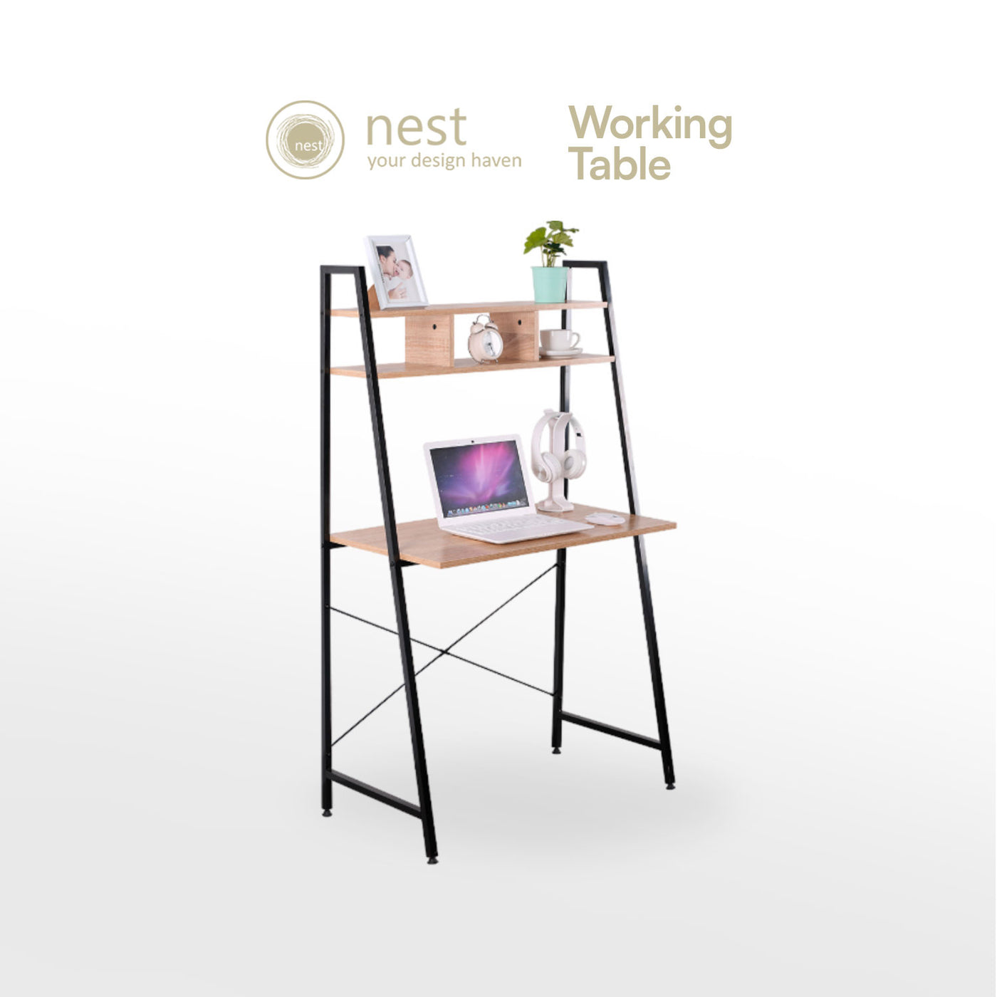 NEST DESIGN LAB 2 tier Working Desk w/ Shelf