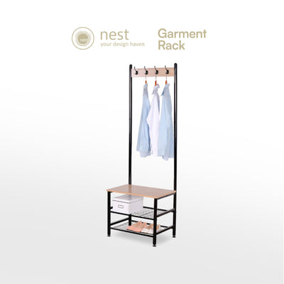 NEST DESIGN LAB Garment Rack Metal Clothing Rack Organizer 2-tier