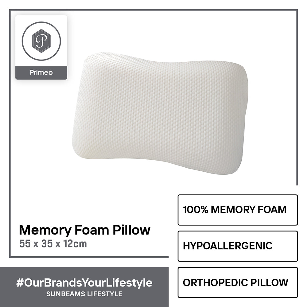 PRIMEO Premium Memory Foam Pillow Double Jacquard Side 100% Polyester Mesh