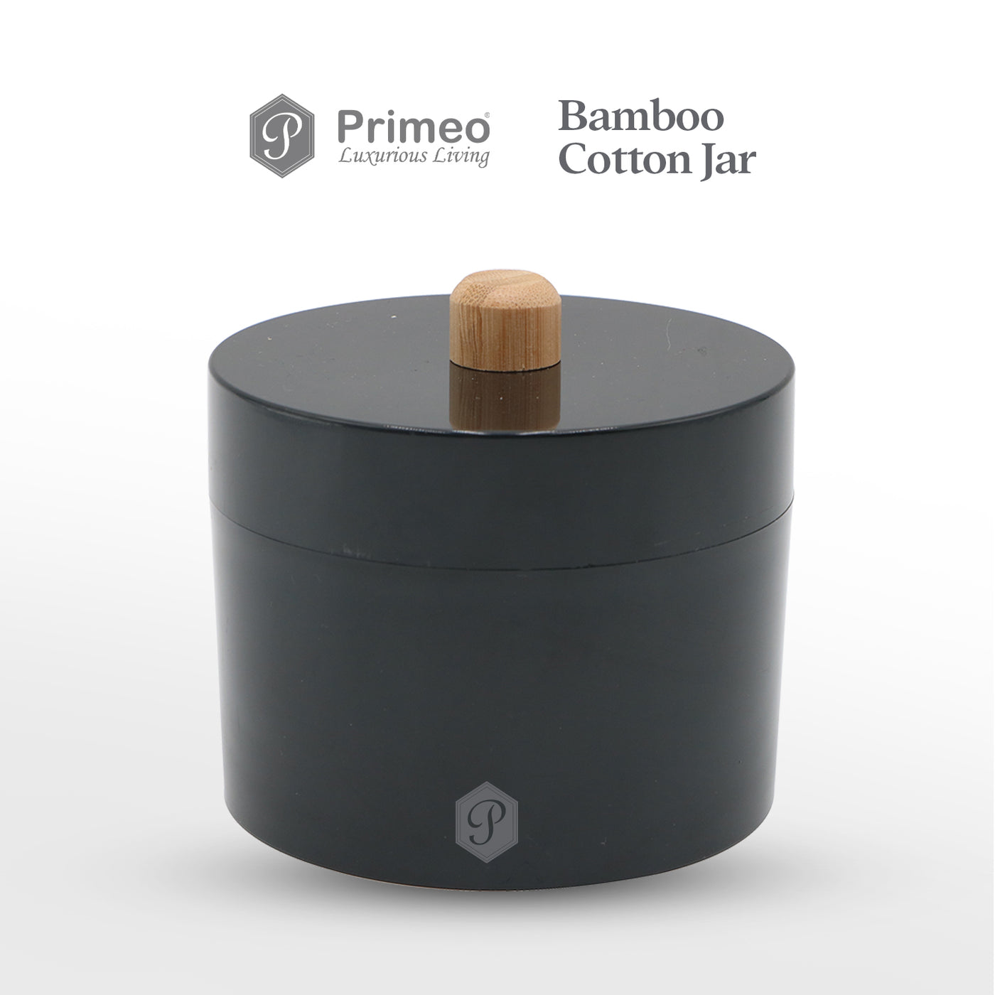 PRIMEO Premium Bamboo Cotton Jar 10.5x10.5x10cm