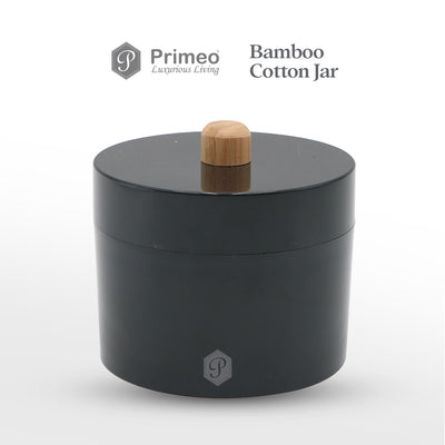 PRIMEO Premium Bamboo Cotton Jar 10.5cm X 10.5cm X 10cm Modern Italian Design Amazing Gift Idea For Any Occasion!