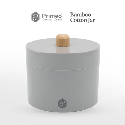 PRIMEO Premium Bamboo Cotton Jar 10.5cm X 10.5cm X 10cm Modern Italian Design Amazing Gift Idea For Any Occasion!