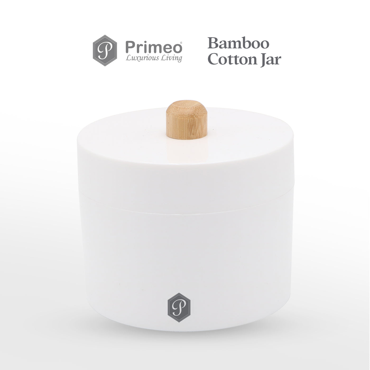 PRIMEO Premium Bamboo Cotton Jar 10.5cm X 10.5cm X 10cm Modern Italian Design Amazing Gift Idea For Any Occasion!