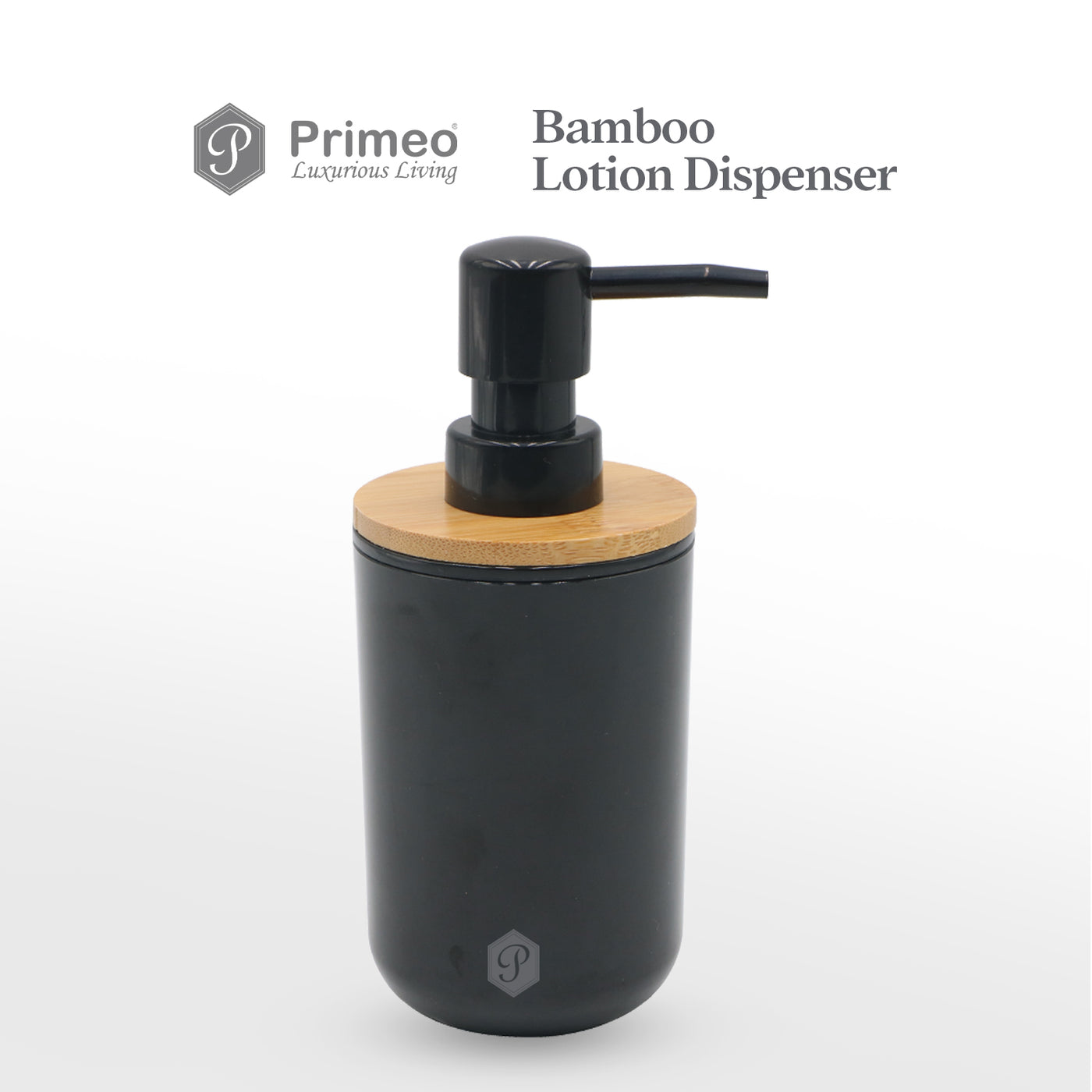 PRIMEO Premium Bamboo Soap Lotion Alcohol Dispenser Soap Dispenser 7.2X7.2X16.7cm