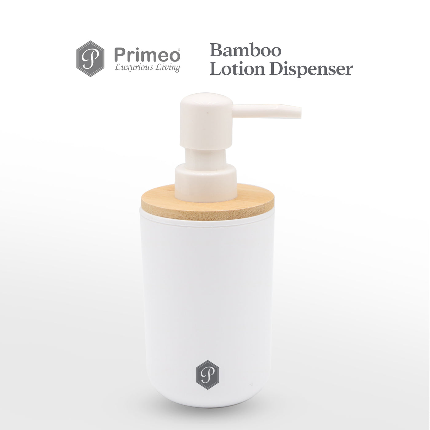 PRIMEO Premium Bamboo Soap Lotion Alcohol Dispenser Soap Dispenser 7.2X7.2X16.7cm