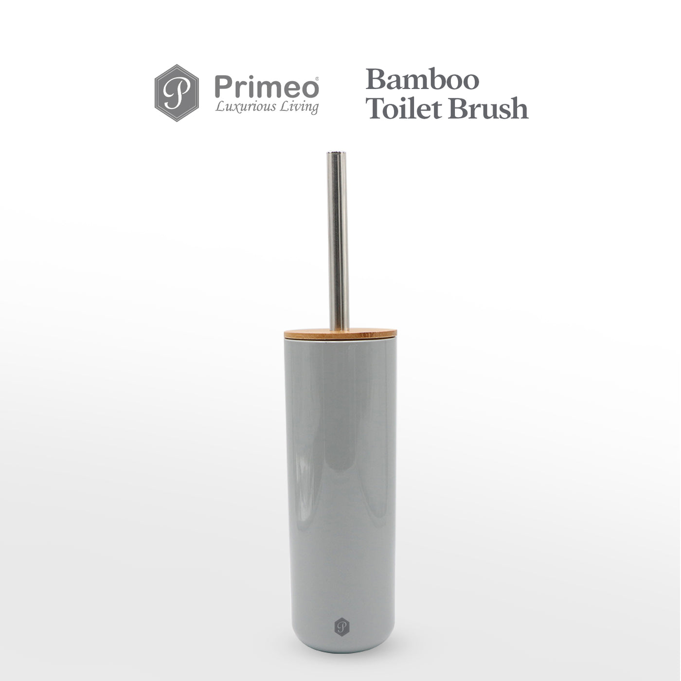 PRIMEO Premium Bamboo Toilet Bowl Brush with Holder