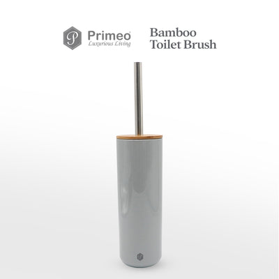 PRIMEO Premium Bamboo Toilet Bowl Brush with Holder
