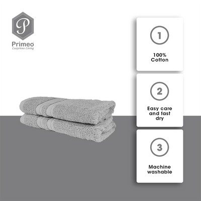 PRIMEO Premium 100% Cotton Hand Towel 520gsm Soft High Absorbent Set of 2 Modern Italian Design Amazing Gift Idea For Any Occasion!